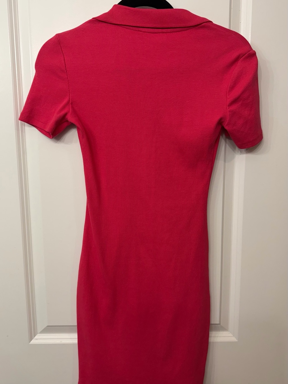 Zara Hot Pink Ribbed Polo V-Neck Top - Picture 2 of 3